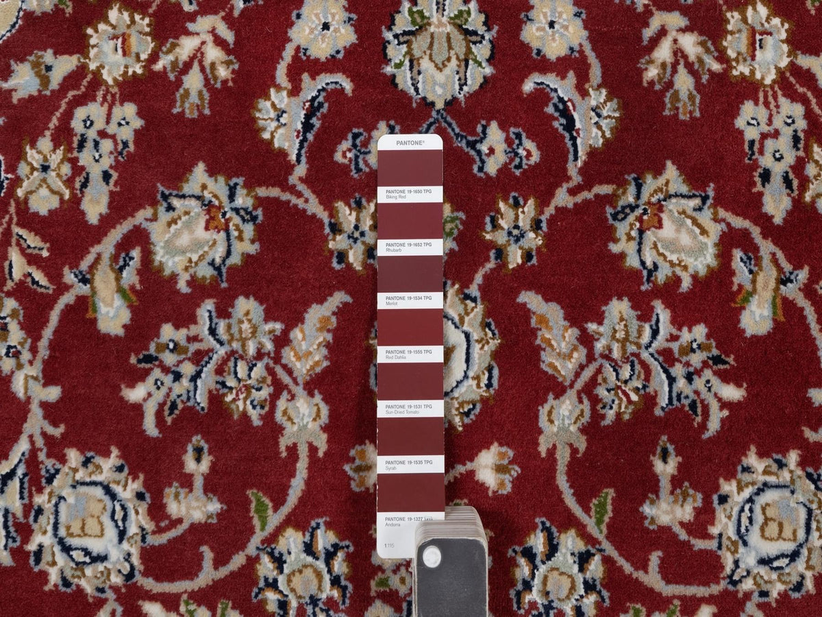 Nain Fine Oriental hand-knotted wool/silk rug in Red & Ivory, 3'11" x 6'1" — SKU O091530 (view 4)