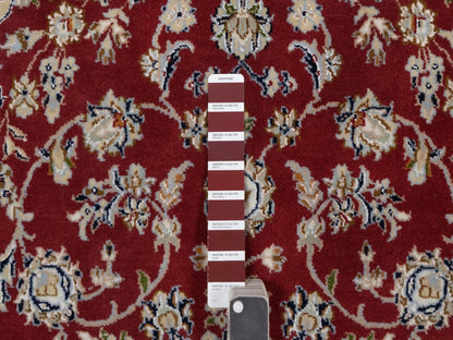 Nain Fine Oriental hand-knotted wool/silk rug in Red & Ivory, 3'11" x 6'1" — SKU O091530 (view 4)