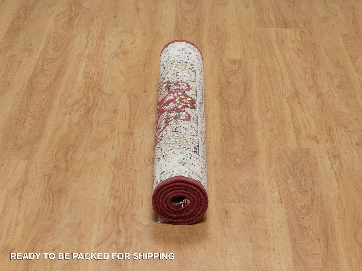 Nain Fine Oriental hand-knotted wool/silk rug in Red & Ivory, 3'11" x 6'1" — SKU O091530 (view 6)
