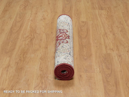 Nain Fine Oriental hand-knotted wool/silk rug in Red & Ivory, 3'11" x 6'1" — SKU O091530 (view 6)