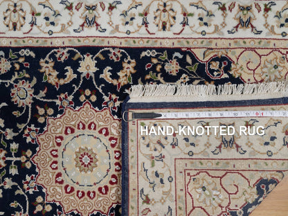 Blue 2'8" x 4'2" Fine Oriental Hand knotted Wool/Silk Rug - Sku: O091533