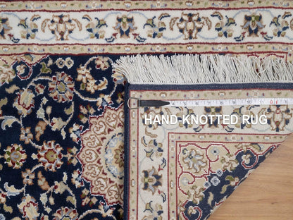 Blue 2'1" x 3'2" Fine Oriental Hand knotted Wool/Silk Rug - Sku: O091543
