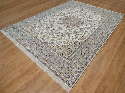 Ivory 8'7" x 11'11" Fine Oriental Hand knotted Wool/Silk Rug - Sku: O091547