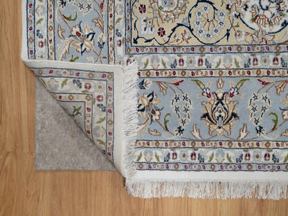 Nain Fine Oriental hand-knotted wool/silk rug in Ivory & Light Blue, 8'7" x 11'11" — SKU O091547 (view 4)
