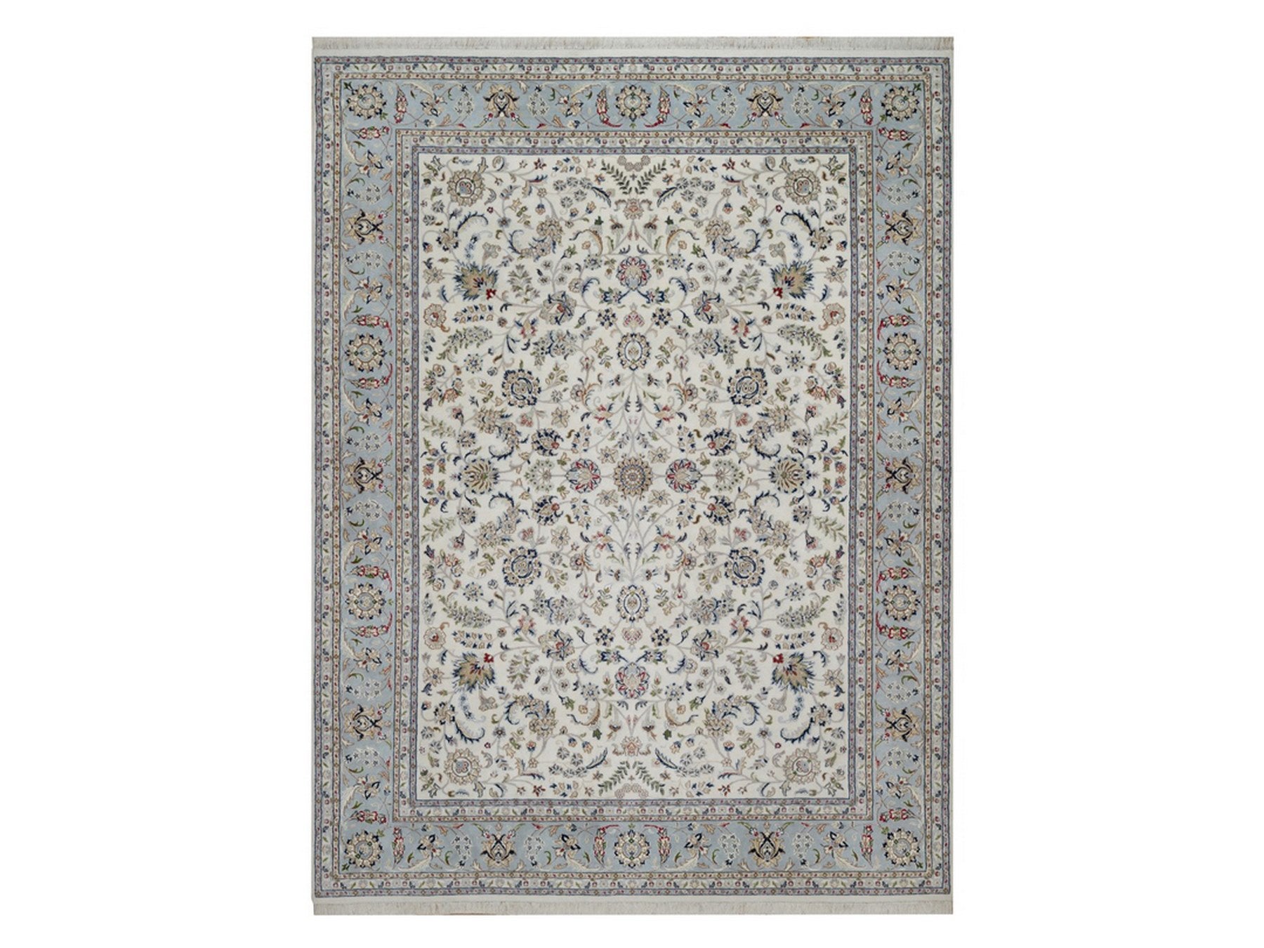 Ivory 9'1" x 12'0" Fine Oriental Hand knotted Wool/Silk Rug - Sku: O091549