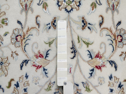 Nain Fine Oriental hand-knotted wool/silk rug in Ivory & Light Blue, 9'1" x 12' — SKU O091549 (view 7)