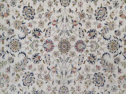 Nain Fine Oriental hand-knotted wool/silk rug in Ivory & Light Blue, 9'1" x 12' — SKU O091549 (view 8)