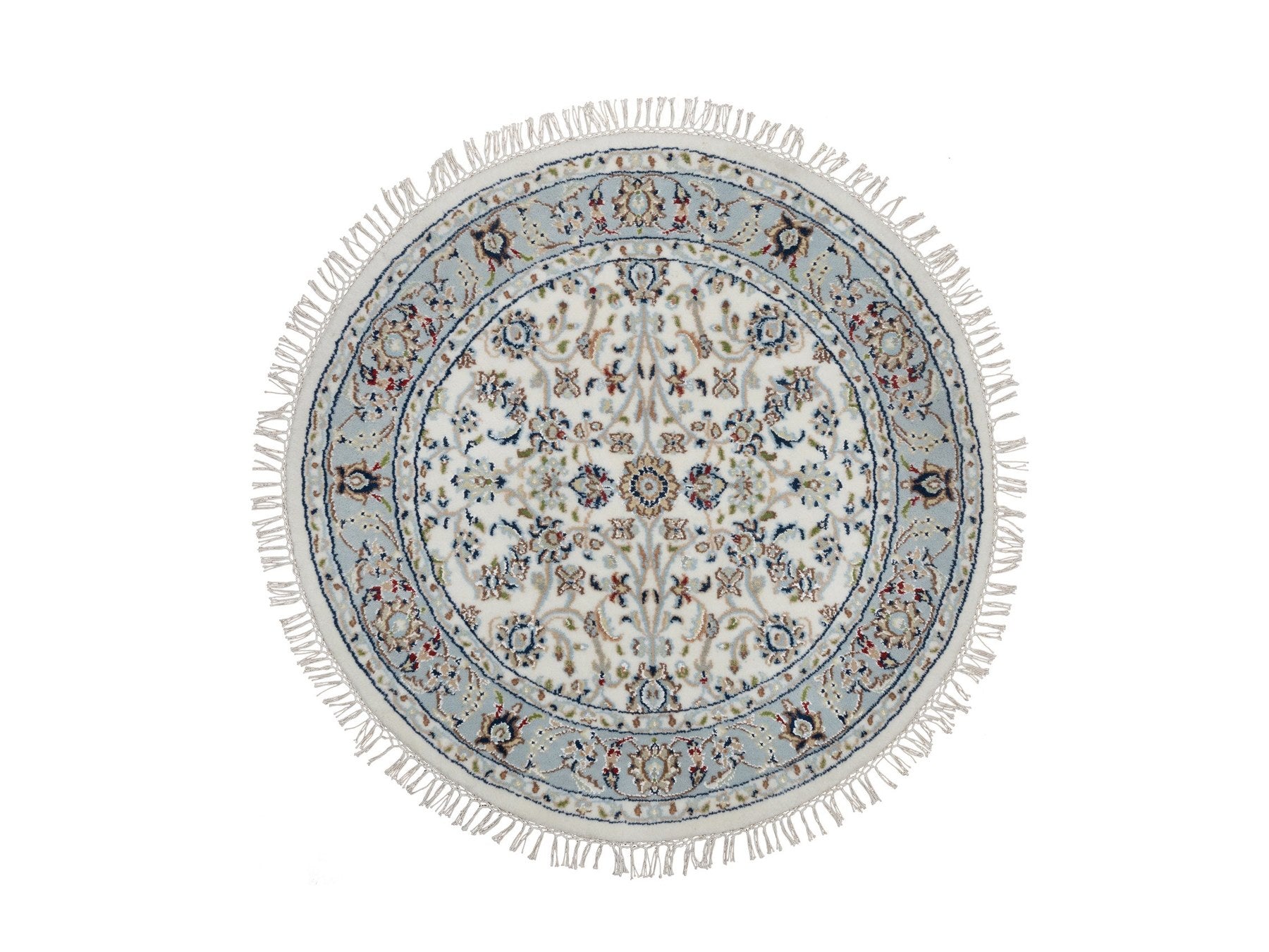 Ivory 3'1" x 3'1" Fine Oriental Hand knotted Wool/Silk Rug - Sku: O091555