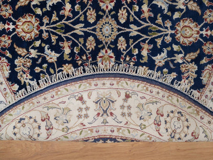 Blue 5'1" x 5'1" Fine Oriental Hand knotted Wool/Silk Rug - Sku: O091556