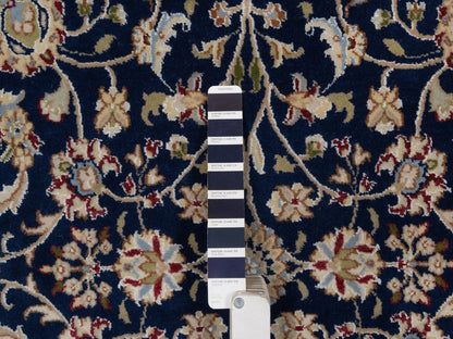 Blue 5'1" x 5'1" Fine Oriental Hand knotted Wool/Silk Rug - Sku: O091556