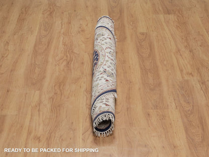 Blue 5'1" x 5'1" Fine Oriental Hand knotted Wool/Silk Rug - Sku: O091556