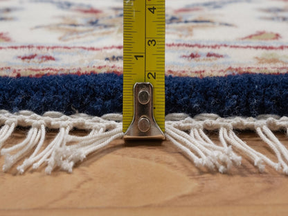 Blue 5'1" x 5'1" Fine Oriental Hand knotted Wool/Silk Rug - Sku: O091556