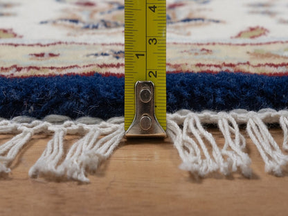 Blue 5'0" x 5'0" Fine Oriental Hand knotted Wool/Silk Rug - Sku: O091557