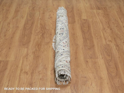 Ivory 6'0" x 6'0" Fine Oriental Hand knotted Wool/Silk Rug - Sku: O091562