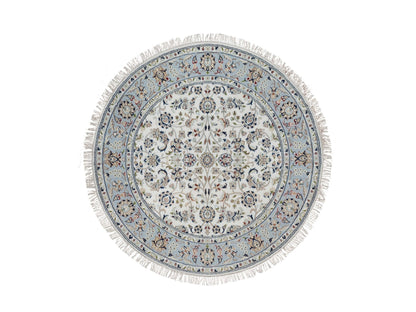Nain Fine Oriental hand-knotted wool/silk rug in Ivory, 5'2" x 5'2" — SKU O091564