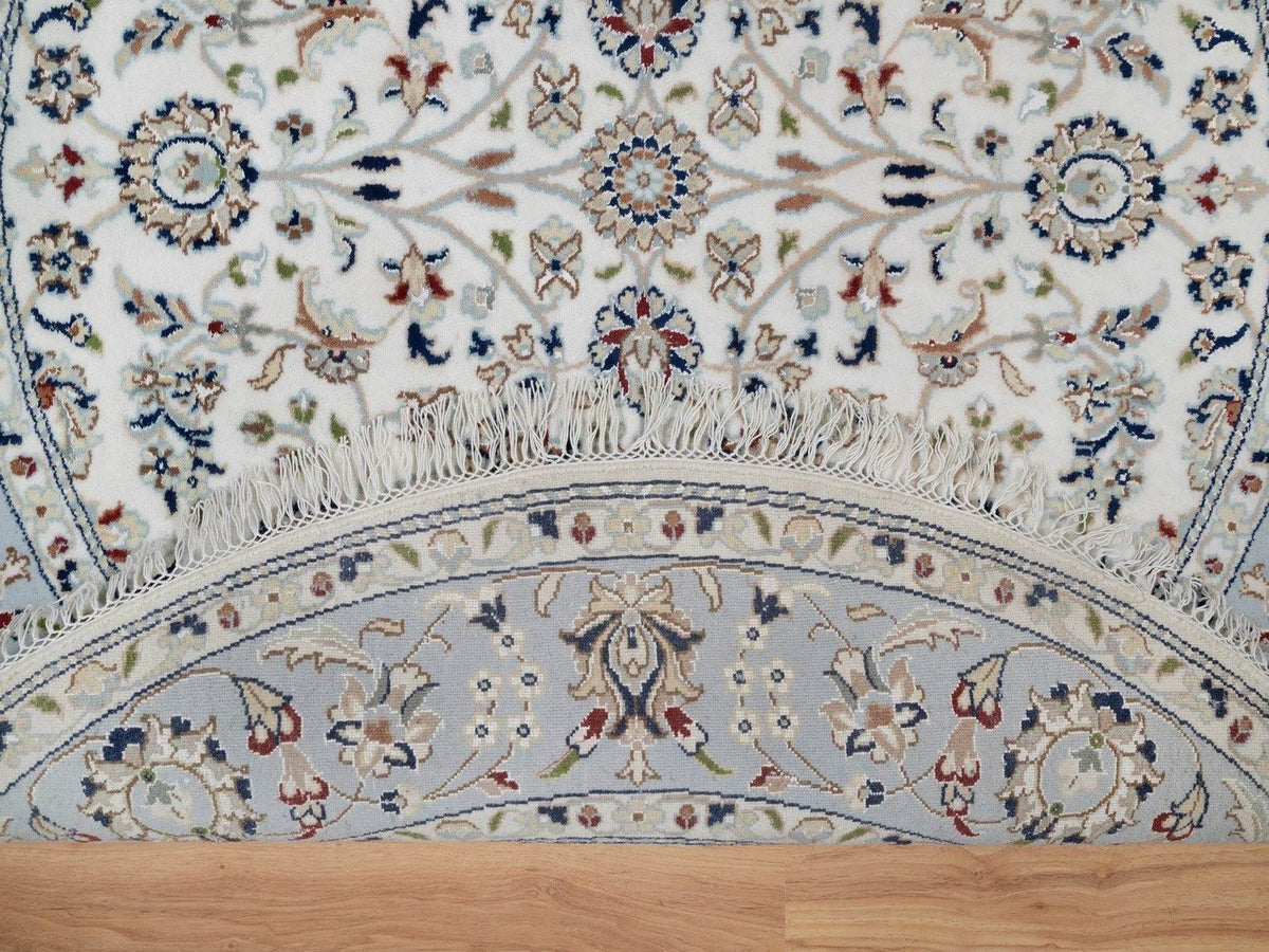Nain Fine Oriental hand-knotted wool/silk rug in Ivory, 5'2" x 5'2" — SKU O091564 (view 3)