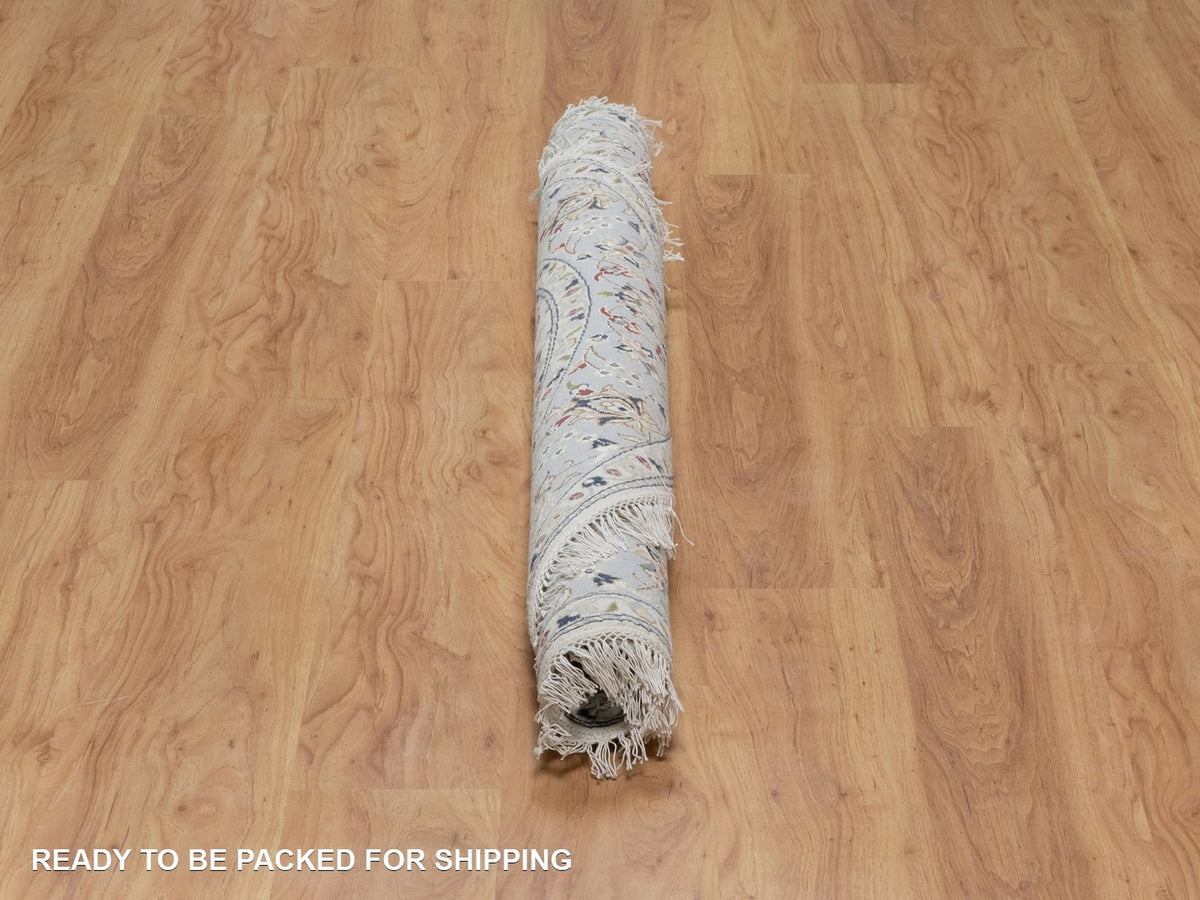 Nain Fine Oriental hand-knotted wool/silk rug in Ivory, 5'2" x 5'2" — SKU O091564 (view 6)