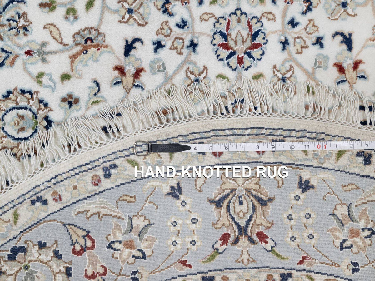 Nain Fine Oriental hand-knotted wool/silk rug in Ivory, 5'2" x 5'2" — SKU O091564 (view 8)