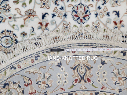 Nain Fine Oriental hand-knotted wool/silk rug in Ivory, 5'2" x 5'2" — SKU O091564 (view 8)