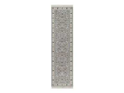 Blue 2'8" x 10'1" Fine Oriental Hand knotted Wool/Silk Rug - Sku: O091577