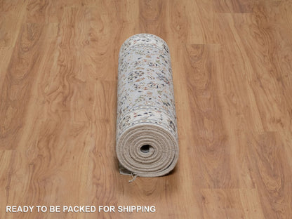 Blue 2'8" x 10'1" Fine Oriental Hand knotted Wool/Silk Rug - Sku: O091577