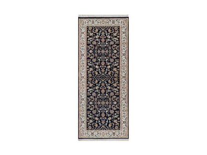 Blue 2'7" x 6'4" Fine Oriental Hand knotted Wool/Silk Rug - Sku: O091578