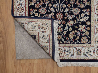 Blue 2'7" x 6'4" Fine Oriental Hand knotted Wool/Silk Rug - Sku: O091578