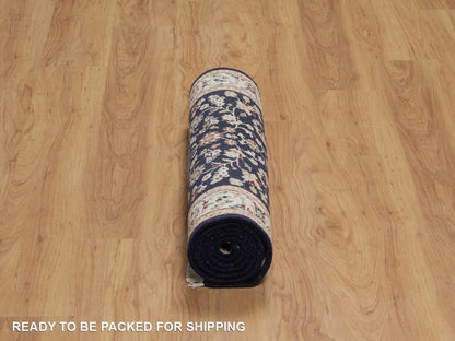 Blue 2'7" x 6'4" Fine Oriental Hand knotted Wool/Silk Rug - Sku: O091578