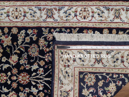 Blue 2'7" x 6'4" Fine Oriental Hand knotted Wool/Silk Rug - Sku: O091578