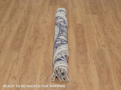 Nain Fine Oriental hand-knotted wool/silk rug in Ivory & Midnight Blue, 6'2" x 6'2" — SKU O091581 (view 6)