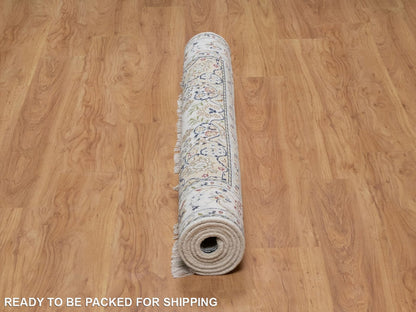 Nain Fine Oriental hand-knotted wool/silk rug in Ivory, 4'8" x 6'10" — SKU O091583 (view 6)