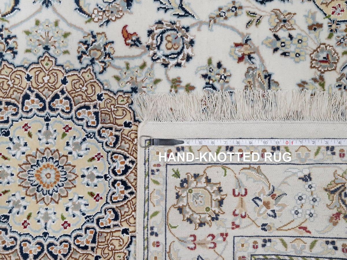 Nain Fine Oriental hand-knotted wool/silk rug in Ivory, 4'8" x 6'10" — SKU O091583 (view 8)