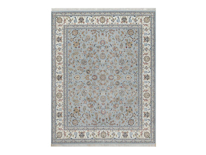 Nain Fine Oriental hand-knotted wool/silk rug in Gray & Ivory, 8'2" x 10'5" — SKU O091596