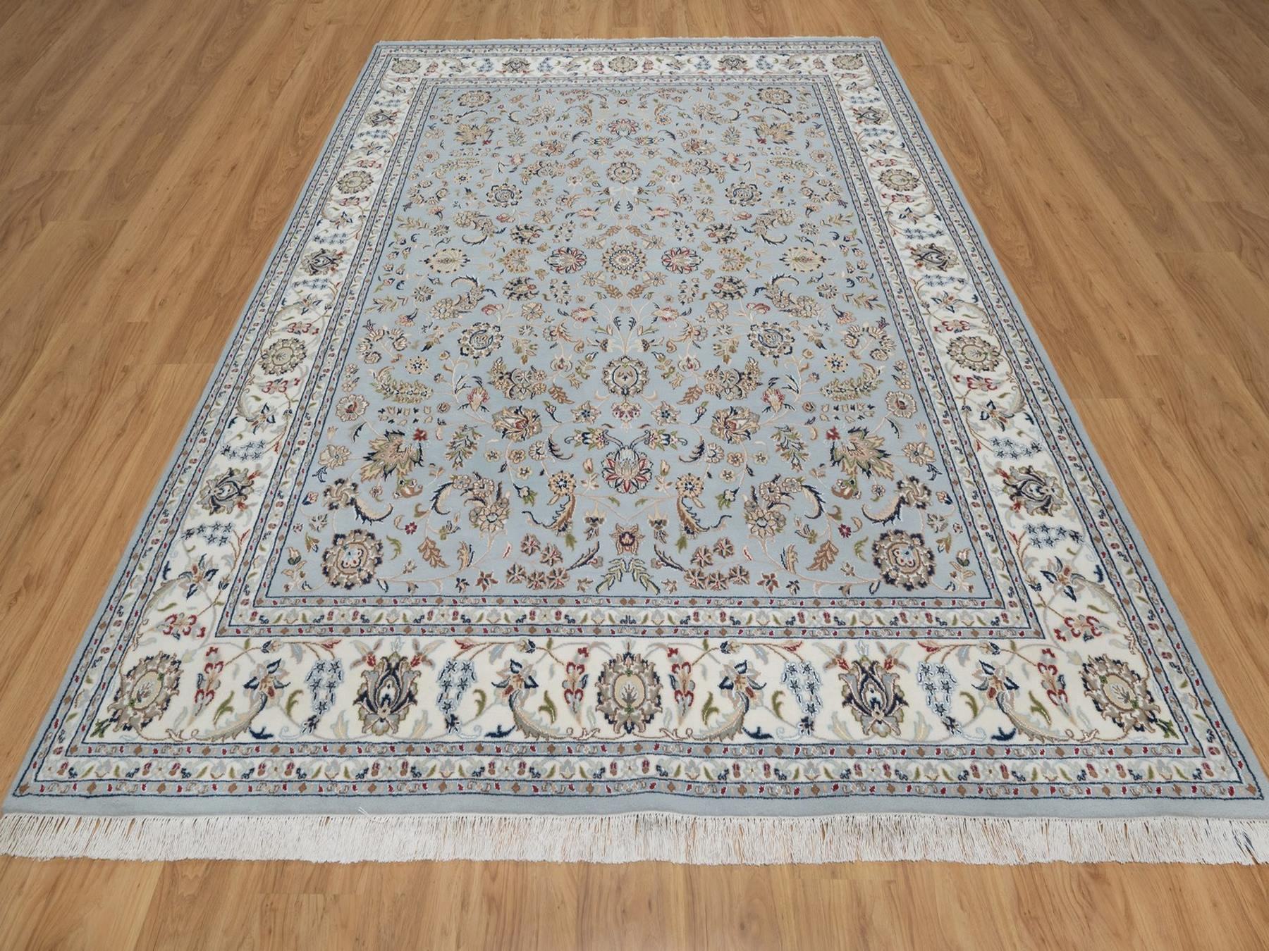 Grey 8'2" x 10'5" Fine Oriental Hand knotted Wool/Silk Rug - Sku: O091596