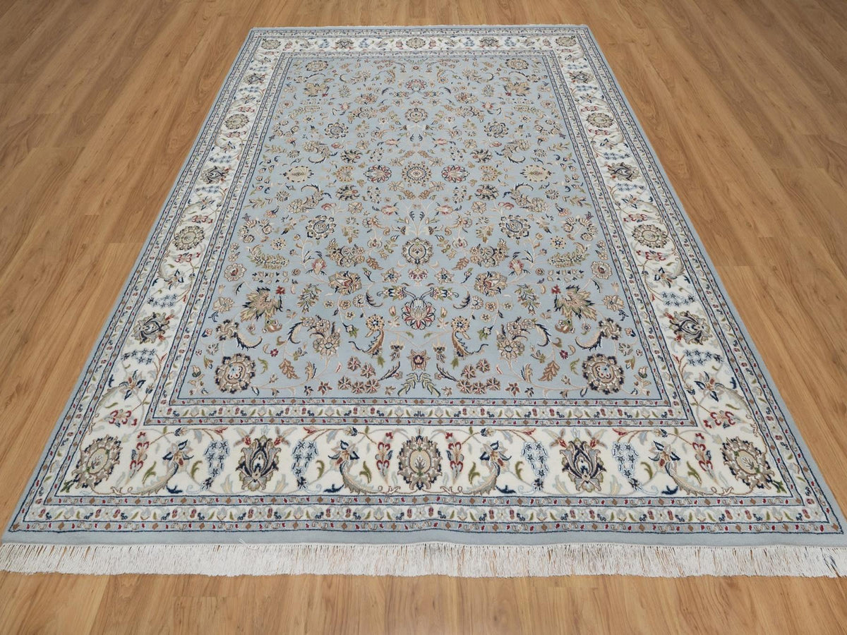 Nain Fine Oriental hand-knotted wool/silk rug in Gray & Ivory, 8'2" x 10'5" — SKU O091596 (view 2)