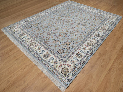 Nain Fine Oriental hand-knotted wool/silk rug in Gray & Ivory, 8'2" x 10'5" — SKU O091596 (view 3)