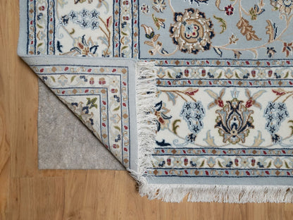 Nain Fine Oriental hand-knotted wool/silk rug in Gray & Ivory, 8'2" x 10'5" — SKU O091596 (view 4)