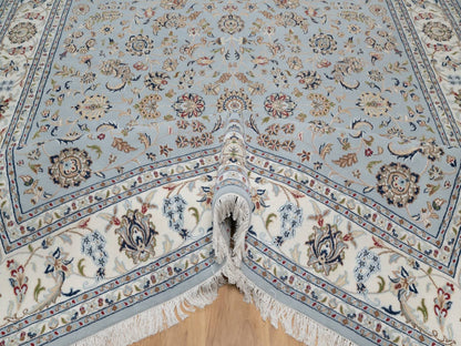 Grey 8'2" x 10'5" Fine Oriental Hand knotted Wool/Silk Rug - Sku: O091596