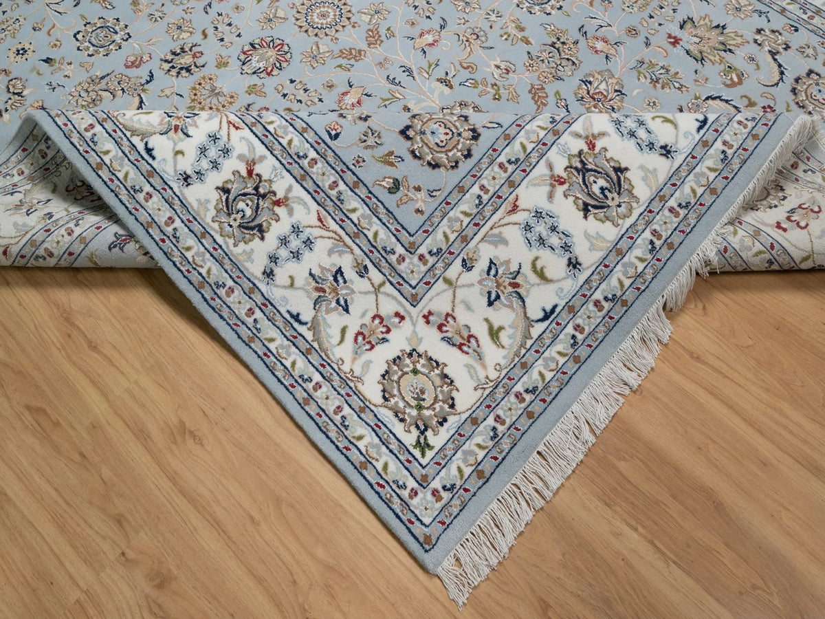 Nain Fine Oriental hand-knotted wool/silk rug in Gray & Ivory, 8'2" x 10'5" — SKU O091596 (view 6)
