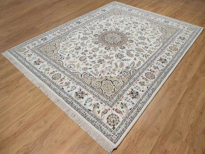 Nain hand-knotted wool/silk rug in Ivory, 7'11" x 10'3", SKU O091598 (view 3)