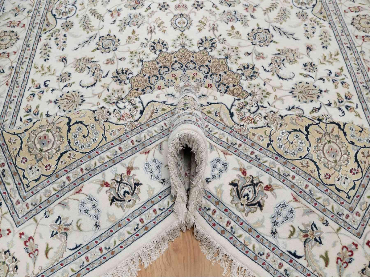 Nain hand-knotted wool/silk rug in Ivory, 7'11" x 10'3", SKU O091598 (view 5)