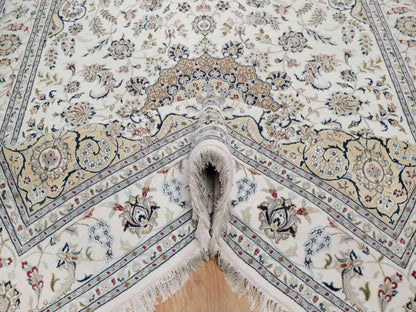 Nain hand-knotted wool/silk rug in Ivory, 7'11" x 10'3", SKU O091598 (view 5)