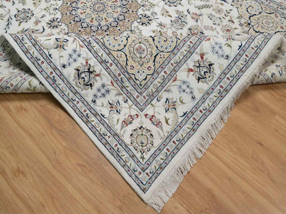 Nain hand-knotted wool/silk rug in Ivory, 7'11" x 10'3", SKU O091598 (view 6)