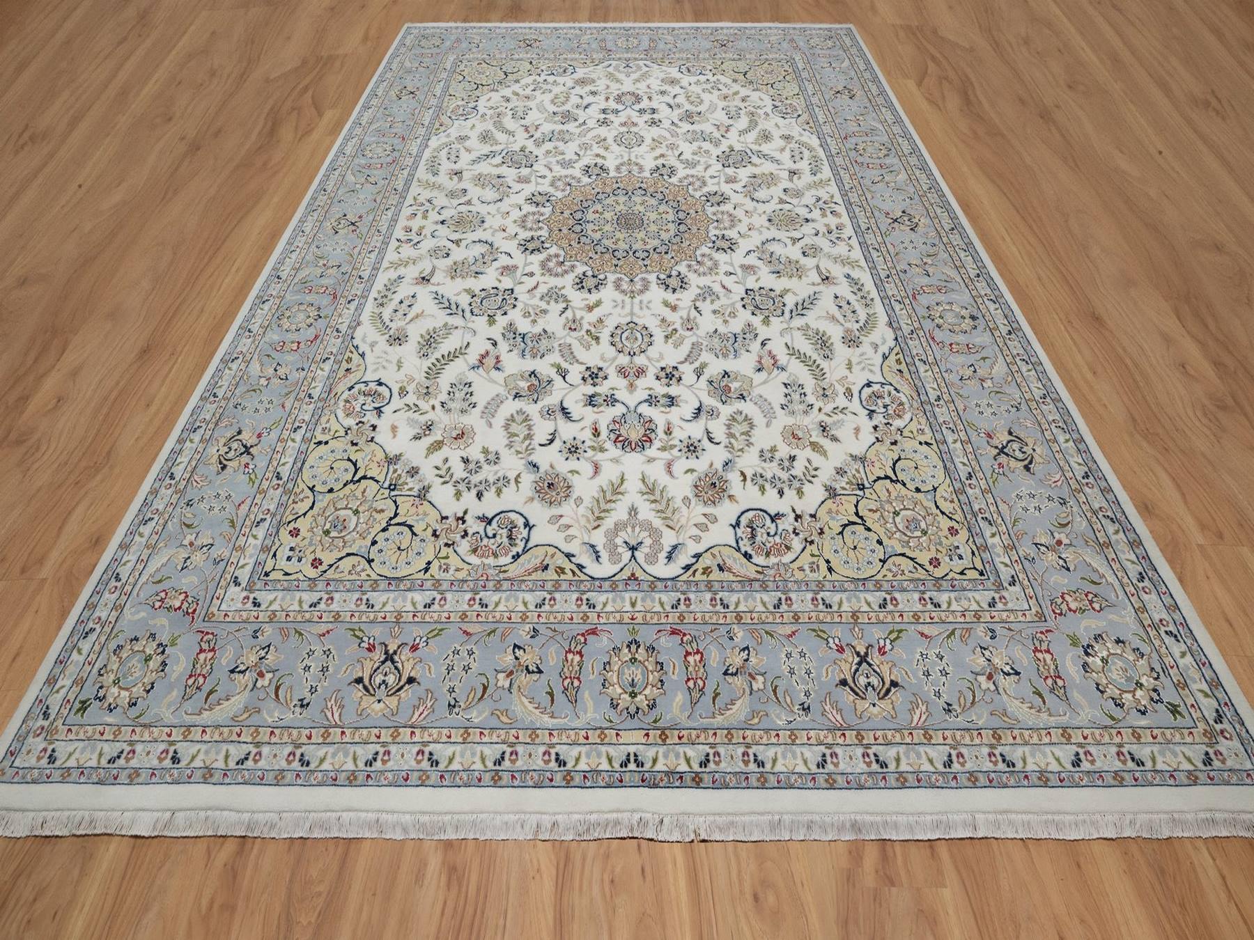 Ivory 9'9" x 14'1" Fine Oriental Hand knotted Wool/Silk Rug - Sku: O091603