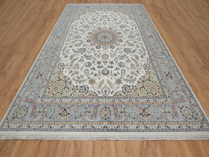 Ivory 9'9" x 14'1" Fine Oriental Hand knotted Wool/Silk Rug - Sku: O091603