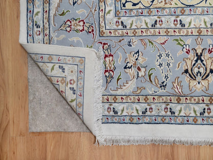 Nain Fine Oriental hand-knotted wool/silk rug in Ivory & Light Blue, 9'9" x 14'1" — SKU O091603 (view 4)