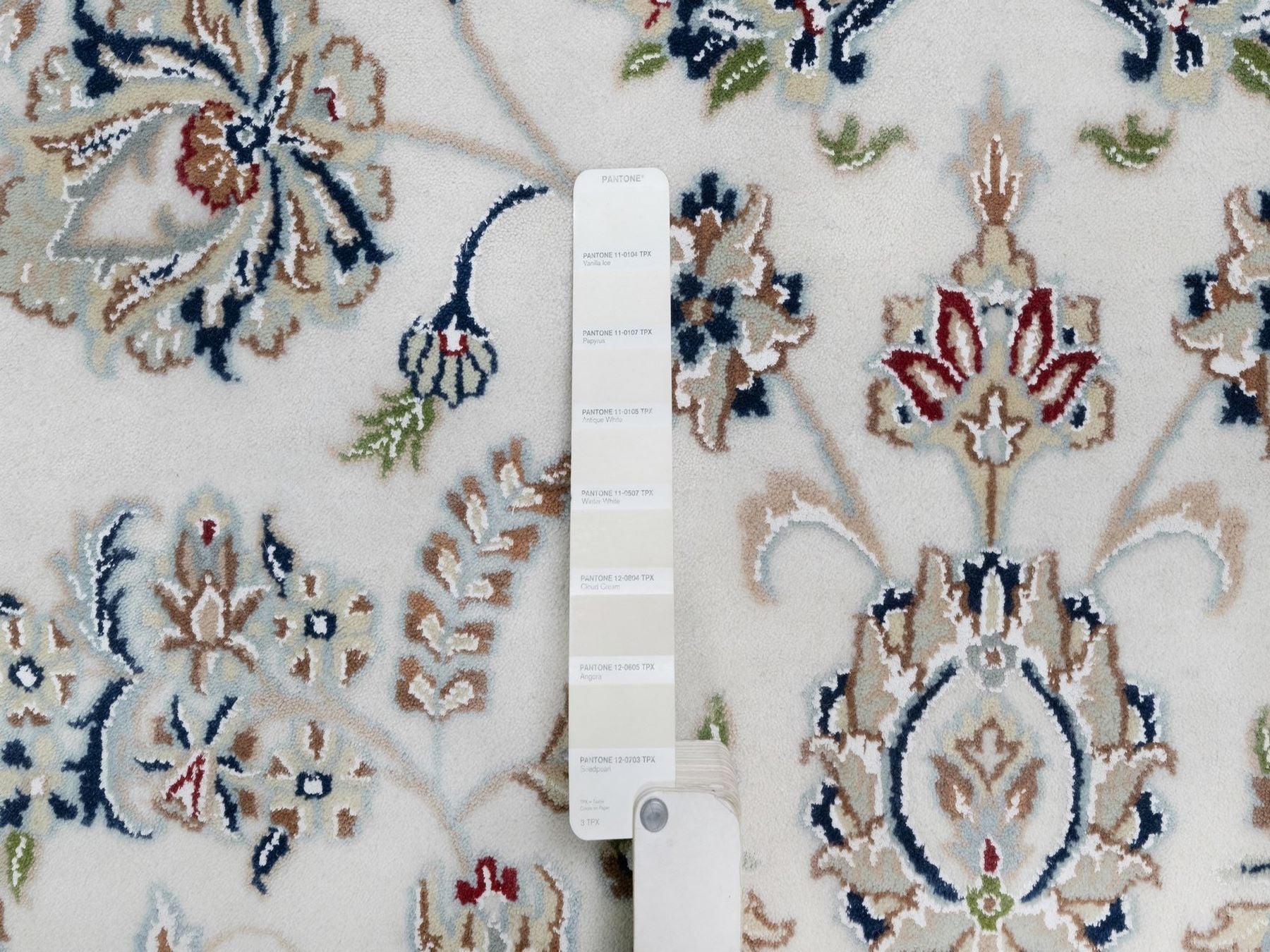 Nain Fine Oriental hand-knotted wool/silk rug in Ivory & Light Blue, 9'9" x 14'1" — SKU O091603 (view 7)