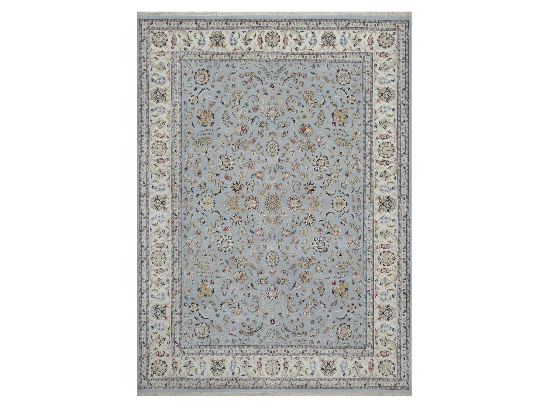Blue 8'10" x 12'1" Fine Oriental Hand knotted Wool/Silk Rug - Sku: O091607