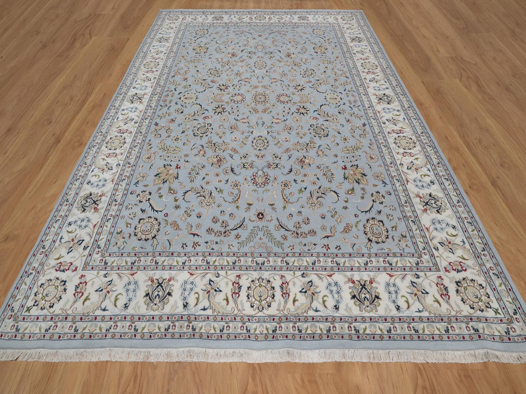 Blue 8'10" x 12'1" Fine Oriental Hand knotted Wool/Silk Rug - Sku: O091607