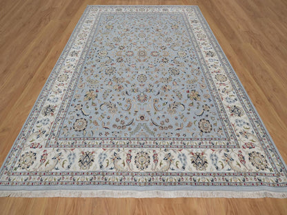 Blue 8'10" x 12'1" Fine Oriental Hand knotted Wool/Silk Rug - Sku: O091607
